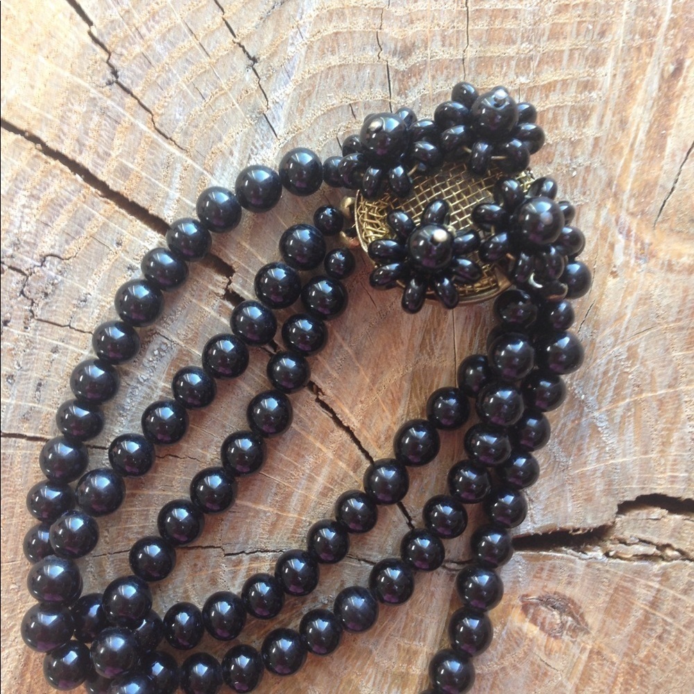 Antique Black Beaded Bracelet